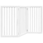 Dog Gate Foldable 3 Panels White 150 cm Poplar Wood 352246