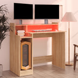 Desk with LED Lights Sonoma Oak 97x45x90 cm Engineered Wood 805555