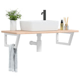 Basin Shelf Wall Mounted Steel and Solid Wood Oak 3302386