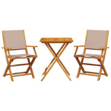 Bistro Set Taupe Solid Acacia wood, 100% polyester fabric Compact 3281810