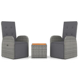 3 Piece Garden Lounge Set Grey Poly Rattan&Solid Wood Acacia 3157669