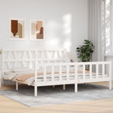Bed Frame without Mattress White 200x200 cm Solid Wood Pine 3192512