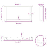 Coffee Table Legs U-Shaped 2 pcs Anthracite 60x cm Steel 4013142