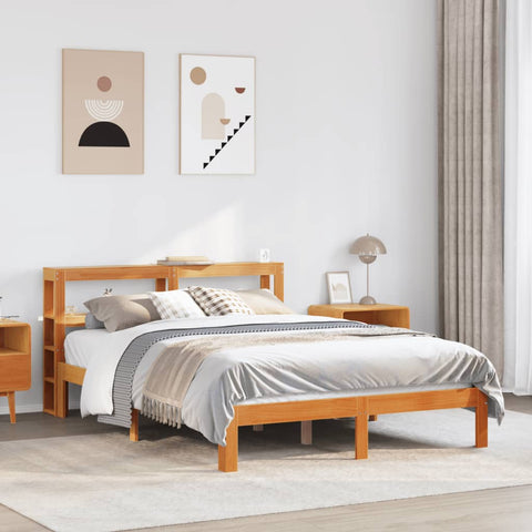 Bed Frame without Mattress Wax Brown 140x190 cm Solid Wood Pine 3306061