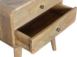 Solid Wood Curved Oak-ish Bedside, 2 Drawers, Beige B2743P402926