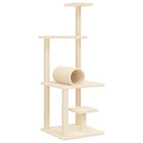 Cat Tree with Sisal Scratching Posts Cream 136 cm 172091