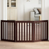 Dog Gate Foldable 3 Panels Brown 150 cm Poplar Wood 352260