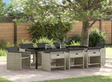 Garden Dining Set 9 pcs Light Grey Poly Rattan 3380708