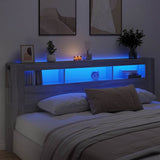 LED Headboard Grey Sonoma 220x18.5x103.5 cm Engineered Wood 837377