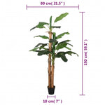 ZNTS Artificial Banana Tree 18 Leaves 150 cm Green 359001