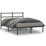 Metal Bed Frame without Mattress with Headboard Black 140x190cm 355365