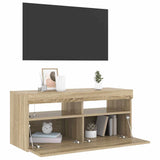 TV Cabinet with LED Lights Sonoma Oak 90x35x40 cm 804385