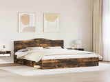 Bed Frame Smoked Oak 200 x 200 cm Solid Pine Wood 3413267