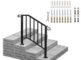 Matte Black Outdoor 2-Step Iron Handrail 19037788