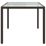 Garden Table 150x90x75 cm Tempered Glass and Poly Rattan Brown 316704