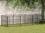 Dog Playpen 8 Panels Black Galvanised Steel 3209557