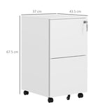 2-Drawer Vertical Filing Cabinet with Lock 5 Wheels, Steel Mobile File Cabinet, for A4, Legal T3398P344463