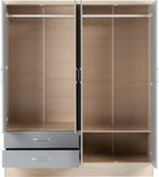 ZNTS Nevada 4 Door 2 Drawer Mirrored Wardrobe 100-101-075