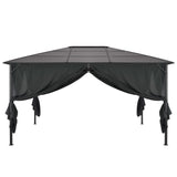 Gazebo with Curtain Aluminium 4x3x2.6 m Black 44642