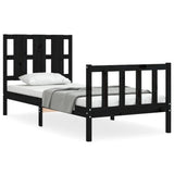 Bed Frame without Mattress Black 100x200 cm Solid Wood Pine 3192225