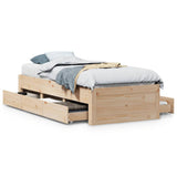 Bed Frame without Mattress with Drawers 90x190 cm Single Solid Wood Pine 3308825