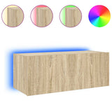 TV Wall Cabinet with LED Lights Sonoma Oak 80x35x31 cm 837285