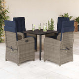 5 Piece Garden Dining Set with Cushions Grey Poly Rattan 3212442