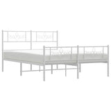 Metal Bed Frame without Mattress with Footboard White 150x200cm 355336