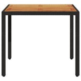 Garden Table with Acacia Wood Top Black 90x90x75 cm Poly Rattan 365529