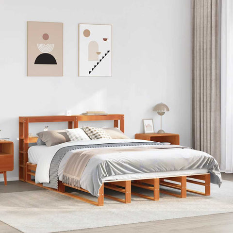 Bed Frame without Mattress Wax Brown 140x200 cm Solid Wood Pine 3306497