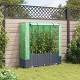 ZNTS Raised Bed with Greenhouse Cover Rattan Look 120x40x138 cm 4015829