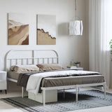Metal Bed Frame without Mattress with Headboard White 135x190cm 353683