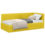 Corner Bed Frame with Headboard Yellow 90 x 200 cm Velvet 42016272