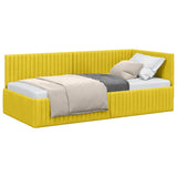 Corner Bed Frame with Headboard Yellow 90 cm x 200 cm Velvet 42016272