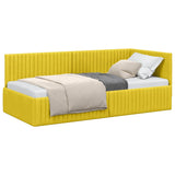 Corner Bed Frame with Headboard Yellow 90 x 190 cm Velvet 42016262