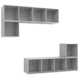 4 Piece TV Cabinet Set Concrete Grey Engineered Wood 3079812