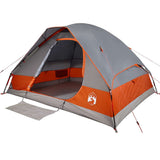 Camping Tent Dome 4-Person Grey and Orange Waterproof 94779