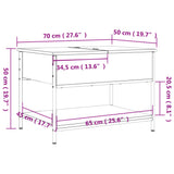 ZNTS Coffee Table Black 70x50x50 cm Engineered Wood and Metal 845341