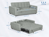 Two-Seater Linen-Look Sofa Bed - Light Grey T3398P377890