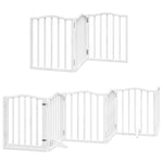 Dog Gate with Door Foldable 12 Panels White 600 cm Poplar Wood 3155592