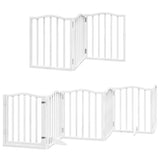 Dog Gate with Door Foldable 12 Panels White 600 cm Poplar Wood 3155592