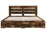 Bed Frame with Drawer Smoked Oak 140 x 190 cm Engineered Wood 3411976
