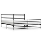 Metal Bed Frame without Mattress with Footboard Black 180x200cm 352341