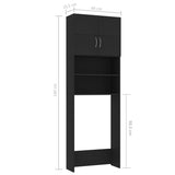 ZNTS Washing Machine Cabinet Black 64x25.5x190 cm Engineered Wood 800028