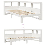 Bookcase Bed without Mattress White 100x200 cm Solid Wood Pine 3324389
