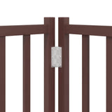 Dog Gate with Door Foldable 12 Panels Brown 600 cm Poplar Wood 3155719