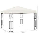 ZNTS Gazebo with LED String Lights 3x3 m Cream Fabric 3070326