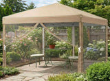 10'x10' Pop Up Screen Canopy Tent, Khaki 210D Oxford Instant Folding Gazebo with 4 Mesh Sidewalls 84345023