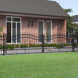 Fence Gate KAMPEN with Spear Top Black 394.5x100 cm Steel 151100