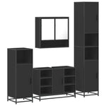 ZNTS 4 Piece Bathroom Furniture Set Black Engineered Wood 3301240